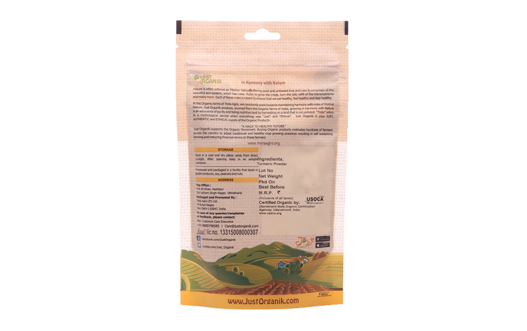 Just Organik Organic Turmeric Powder    Pack  100 grams
